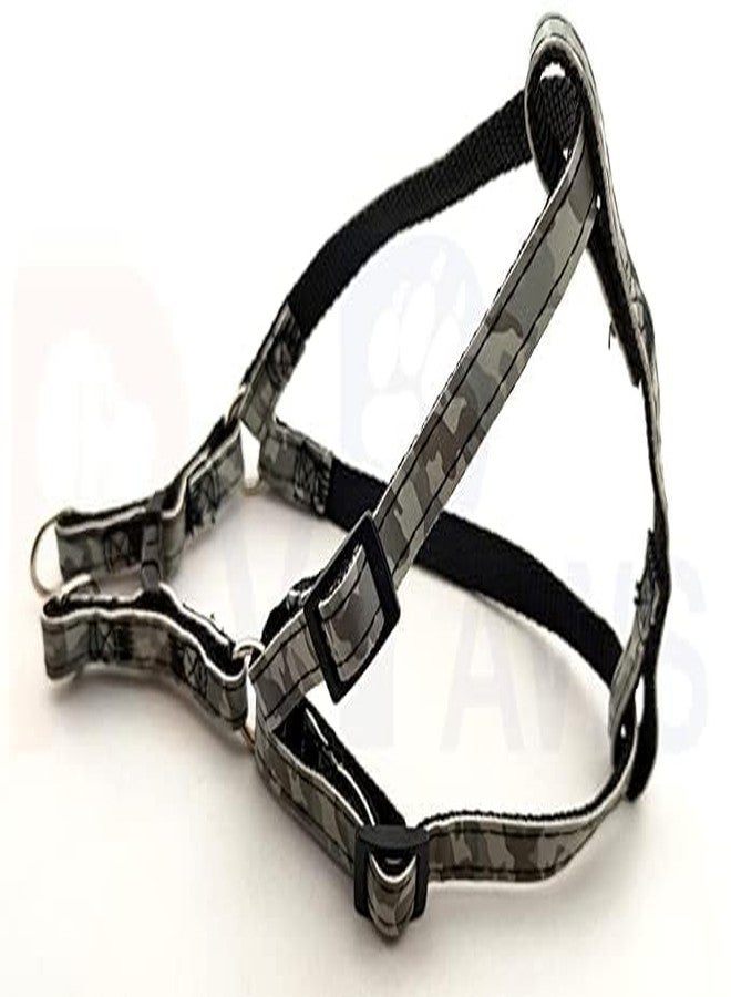 Pups&Pets سترة مبطنة من النايلون 10 مم قابلة للتعديل مع حزام مطبوع بنمط شريطي ومقود طويل، مثالية للمشي في الهواء الطلق/تدريب الكلاب والجراء (أسود) - Image 3